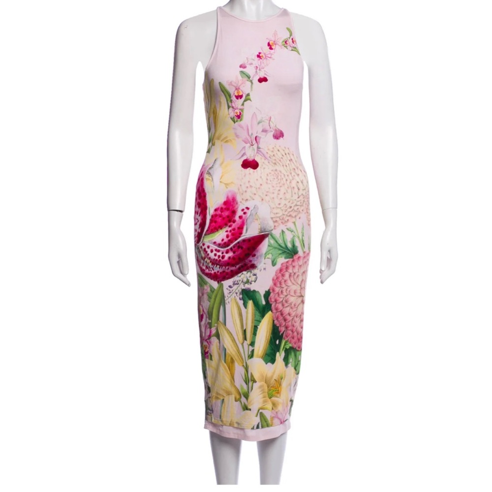 Ted Baker Printed Midi Length Floral body con dress- size 1
